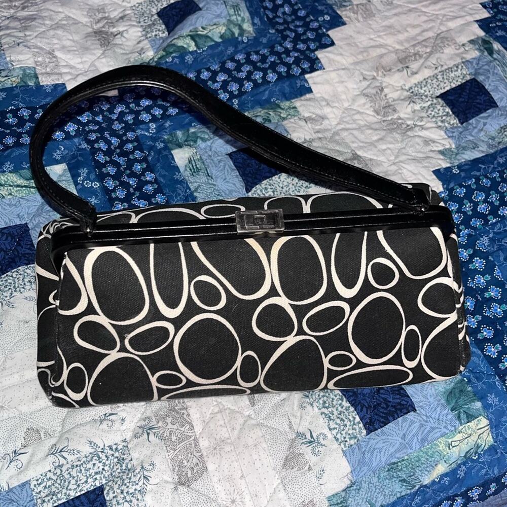 NWOT! Vintage Angela Adams Canvas Shoulder Bag Wrapped Leather Handle